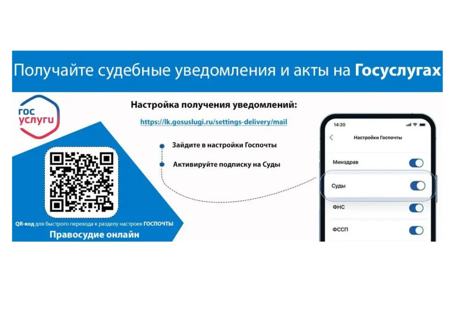 Получайте судебные уведомления и акты на Госуслугах